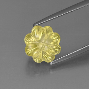 6.10캐럿 천연 레몬 쿼츠, 플라워 컷, 11.6×11.5 mm, 투명한