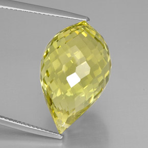 24.29캐럿 천연 레몬 쿼츠, 브리올레트, 22.6×14.4 mm, VVS-VS