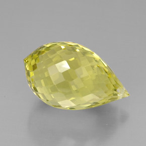 24.29캐럿 천연 레몬 쿼츠, 브리올레트, 22.6×14.4 mm, VVS-VS