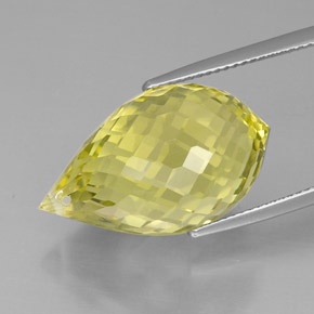 24.29캐럿 천연 레몬 쿼츠, 브리올레트, 22.6×14.4 mm, VVS-VS