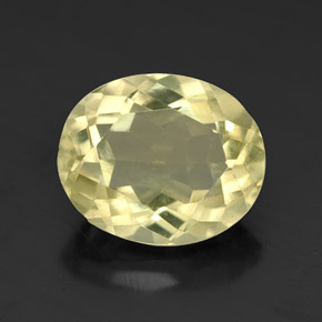 3.45캐럿 천연 옅은 노랑 쿼츠, 타원형 컷, 10.9×9.1 mm, VVS-VS