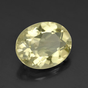 3.38캐럿 천연 담황색 쿼츠, 타원형 컷, 11×8.9 mm, VVS-VS