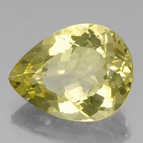12.39캐럿 천연 레몬 쿼츠, 배 모양, 18.8×14.6 mm, VVS
