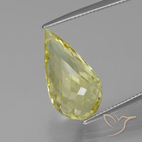 13.13ct 자연스러운 연노랑 석영, 브리올레트, VVS