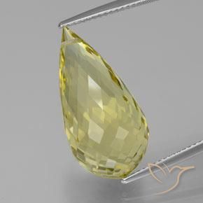 17.36ct 자연스러운 연노랑 석영, 브리올레트, VVS-VS