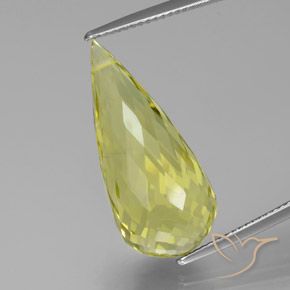 17.36ct 자연스러운 연노랑 석영, 브리올레트, VS