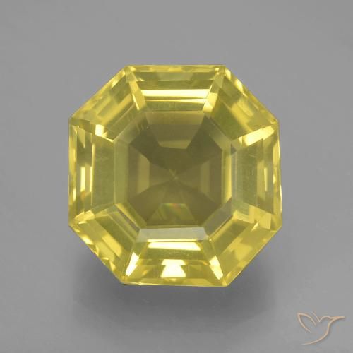 12.51ct 자연스러운 연노랑 석영, 에메랄드 컷, VVS-VS