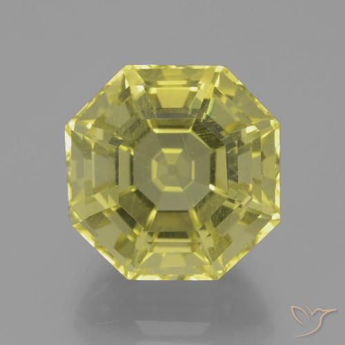 12.65ct 자연스러운 옅은 노랑 석영, 에메랄드 컷, VVS