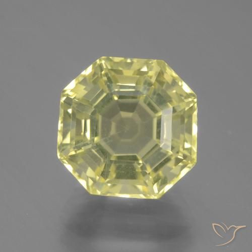 4.42ct 자연스러운 미디엄 옐로우 석영, 에메랄드 컷, VVS-VS
