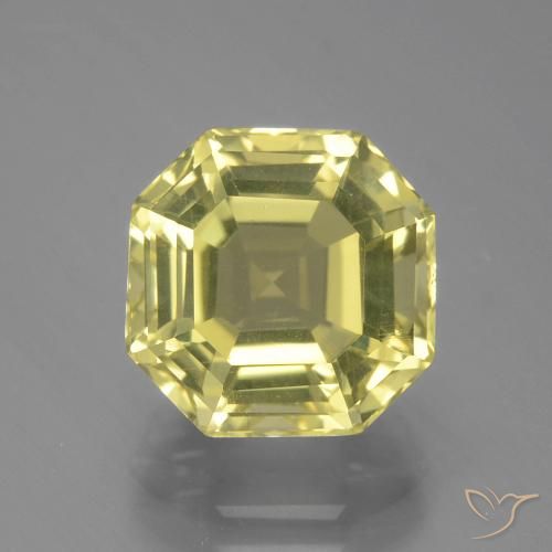 4.93ct 자연스러운 옅은 노랑 석영, 에메랄드 컷, VVS-VS