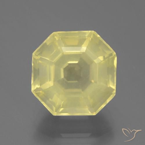 4.90ct 자연스러운 옅은 노랑 석영, 에메랄드 컷, VS