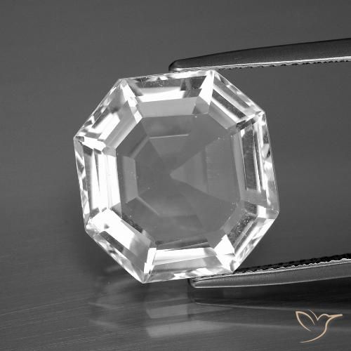 11.90ct 자연스러운 클리어 화이트 석영, 에메랄드 컷, VVS