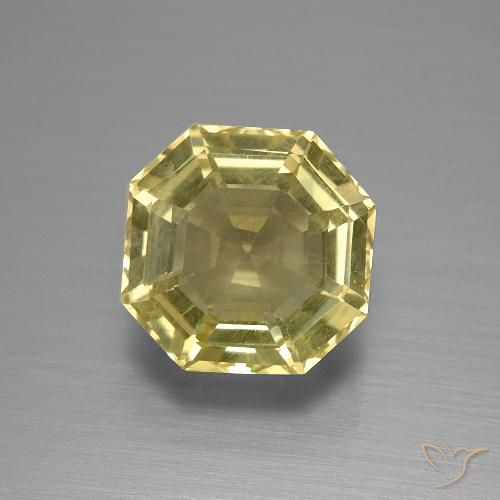 5.02ct 자연스러운 옅은 노랑 석영, 에메랄드 컷, VS