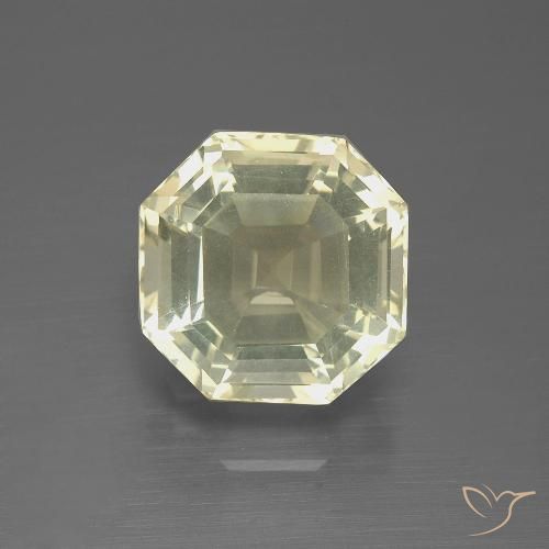5.08ct 자연스러운 옅은 노랑 석영, 에메랄드 컷, VVS-VS