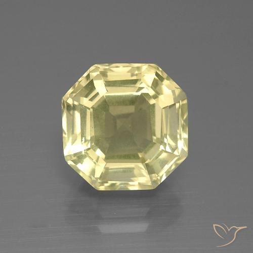 5.27ct 자연스러운 옅은 노랑 석영, 에메랄드 컷, VVS-VS