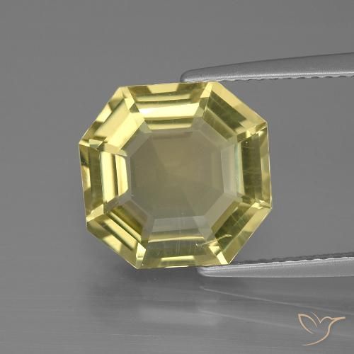 5.56ct 자연스러운 연노랑 석영, 에메랄드 컷, VS