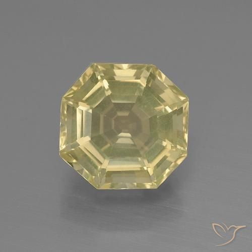 5.28ct 자연스러운 옅은 노랑 석영, 에메랄드 컷, VVS-VS