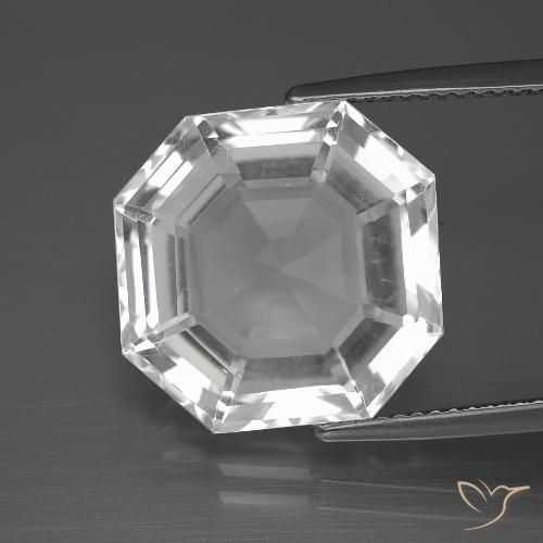 12.10ct 자연스러운 클리어 화이트 석영, 에메랄드 컷, VVS