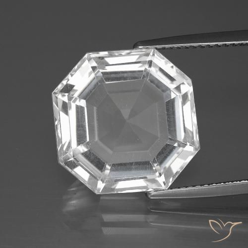 12.26ct 자연스러운 클리어 화이트 석영, 에메랄드 컷, VVS-VS