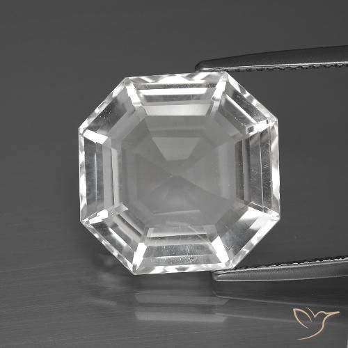 12.34ct 자연스러운 클리어 화이트 석영, 에메랄드 컷, VVS