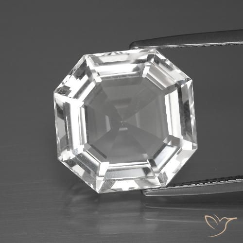 12.21ct 자연스러운 클리어 화이트 석영, 에메랄드 컷, VVS