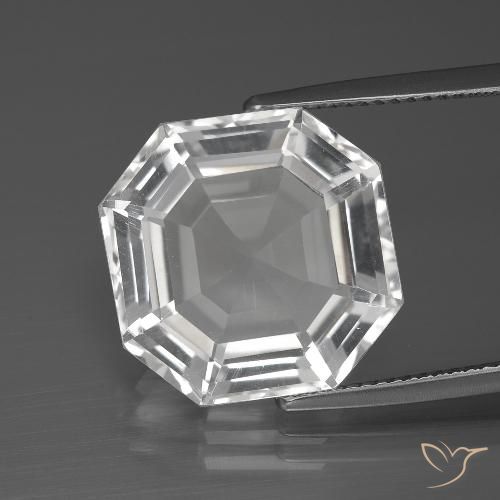 12.51ct 자연스러운 클리어 화이트 석영, 에메랄드 컷, VVS