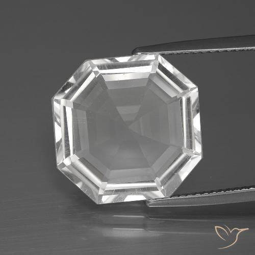 10.45ct 자연스러운 클리어 화이트 석영, 에메랄드 컷, VVS