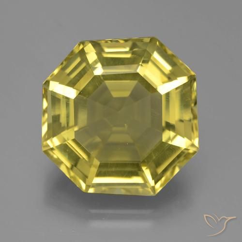 16.14ct 자연스러운 미디엄 옐로우 석영, 에메랄드 컷, VVS-VS