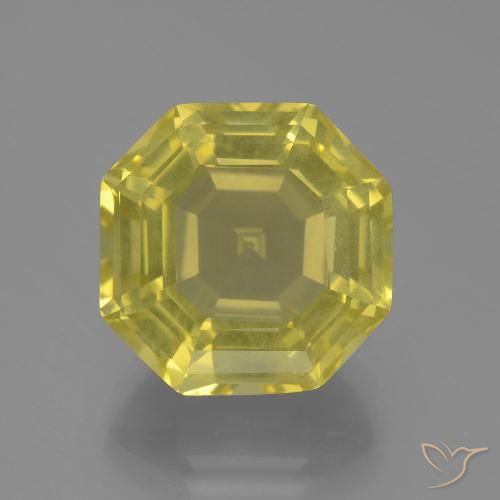 16.24ct 자연스러운 미디엄 옐로우 석영, 에메랄드 컷, VS