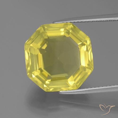 14.90ct 자연스러운 미디엄 라이트 옐로우 석영, 에메랄드 컷, VVS-VS