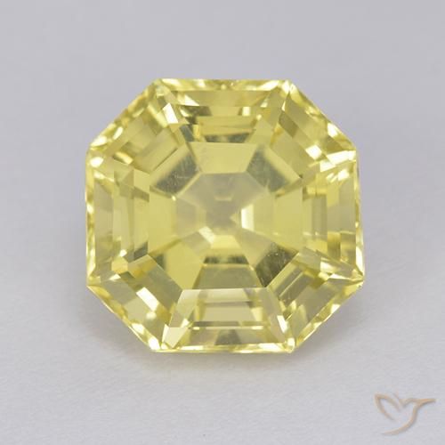 6.06ct 자연스러운 연노랑 석영, 에메랄드 컷, VS