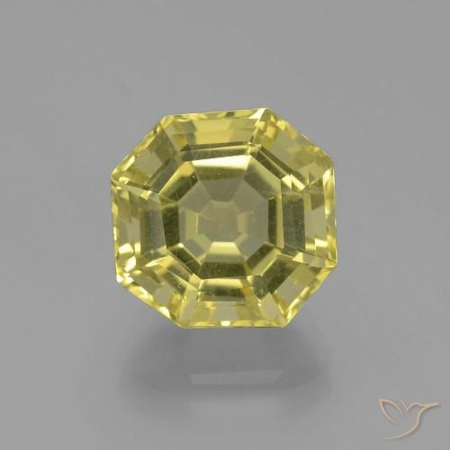 6.22ct 자연스러운 미디엄 옐로우 석영, 에메랄드 컷, VS