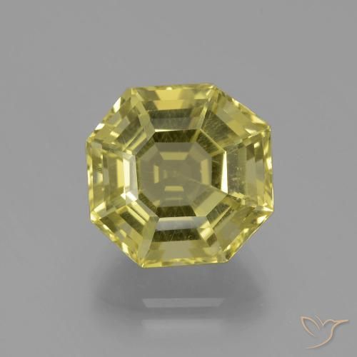 6.58ct 자연스러운 옅은 노랑 석영, 에메랄드 컷, VVS