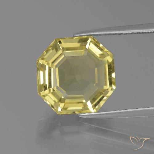 6.03ct 자연스러운 연노랑 석영, 에메랄드 컷, VS