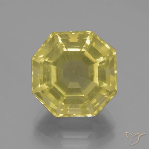 9.13ct 자연스러운 옅은 노랑 석영, 에메랄드 컷, VVS-VS