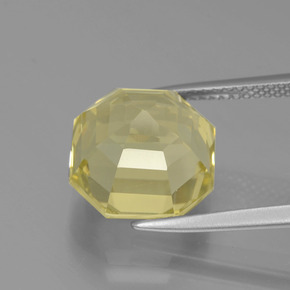 7.94캐럿 천연 레몬 쿼츠, 에메랄드 컷, 11.6×11.6 mm, VVS