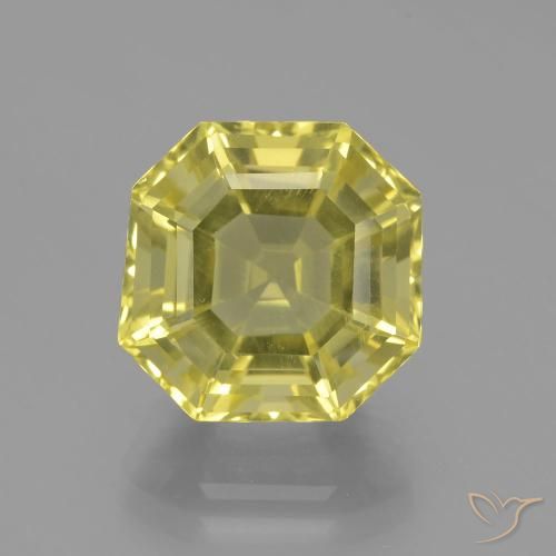 8.34ct 자연스러운 옅은 노랑 석영, 에메랄드 컷, VVS