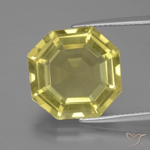 11.80ct 자연스러운 라이트 파인애플 옐로우 석영, 에메랄드 컷, VVS-VS