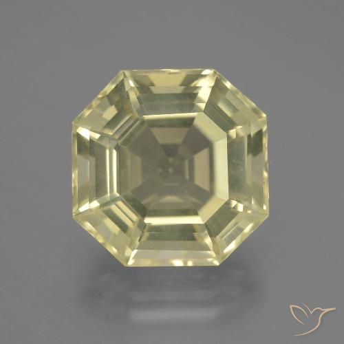 11.54ct 자연스러운 미디엄 라이트 옐로우 석영, 에메랄드 컷, VVS
