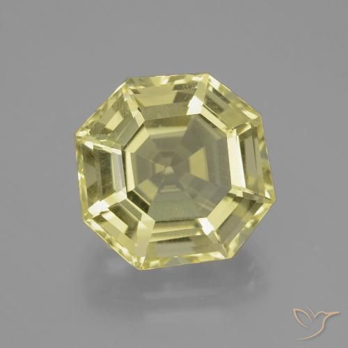 10.06ct 자연스러운 옅은 노랑 석영, 에메랄드 컷, VVS-VS