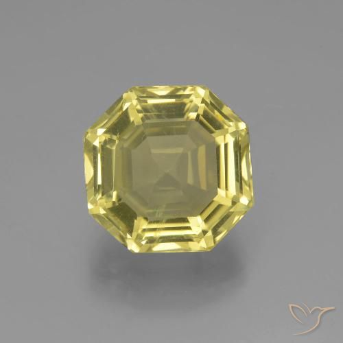 8.16ct 자연스러운 연노랑 석영, 에메랄드 컷, VVS