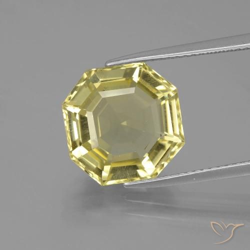 6.81ct 자연스러운 연노랑 석영, 에메랄드 컷, VVS-VS