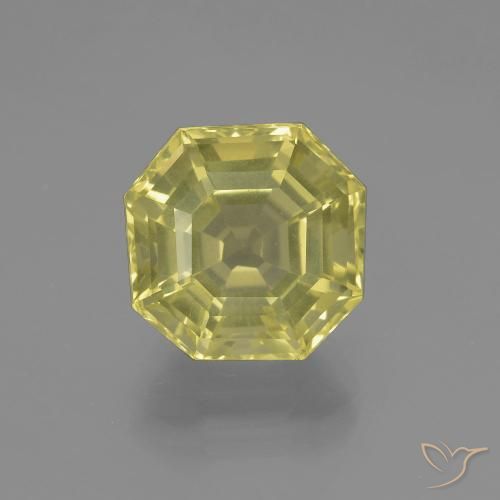 5.51ct 자연스러운 옅은 노랑 석영, 에메랄드 컷, VVS