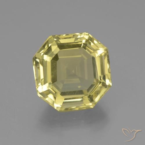 7.03ct 자연스러운 옅은 노랑 석영, 에메랄드 컷, VVS-VS