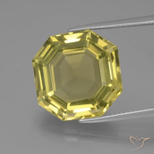 13.72ct 자연스러운 파인애플 옐로우 석영, 에메랄드 컷, VVS