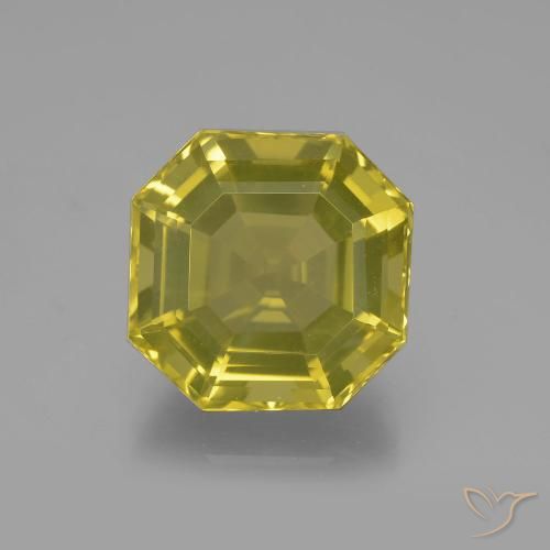 11.35ct 자연스러운 미디엄 옐로우 석영, 에메랄드 컷, VVS