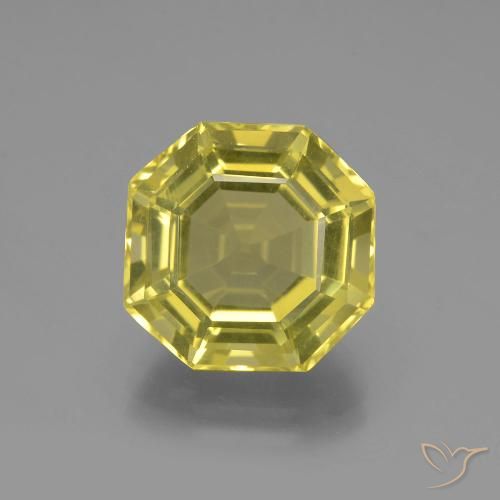 8.05ct 자연스러운 파인애플 옐로우 석영, 에메랄드 컷, VVS