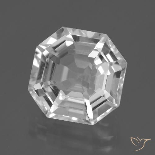 8.22캐럿 천연 화이트 쿼츠, 에메랄드 컷, 12.6×12.5 mm, VVS
