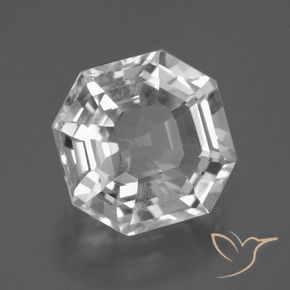 8.22캐럿 천연 화이트 쿼츠, 에메랄드 컷, 12.6×12.5 mm, VVS