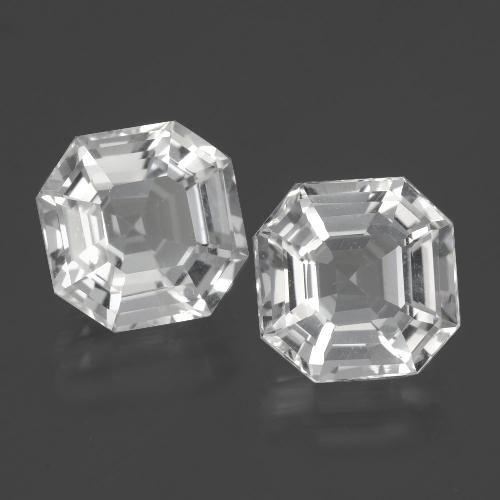 8.23캐럿 천연 화이트 쿼츠 보석, 에메랄드 컷, 10×10 mm, VVS